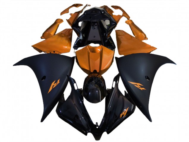 12-14 Matte Black and Orange R1 Fairings 12-14 Matte Black and Orange R1 Fairings