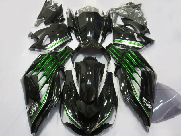 12-21 Gloss Black with Green ZX14R Fairings 12-21 Gloss Black with Green ZX14R Fairings