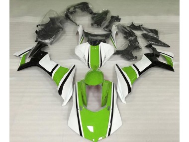 15-19 Gloss White Green and Black R1 Fairings