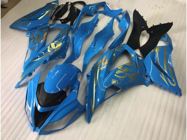 16-19 Gloss Blue with Gold ZX10R Fairings 16-19 Gloss Blue with Gold ZX10R Fairings