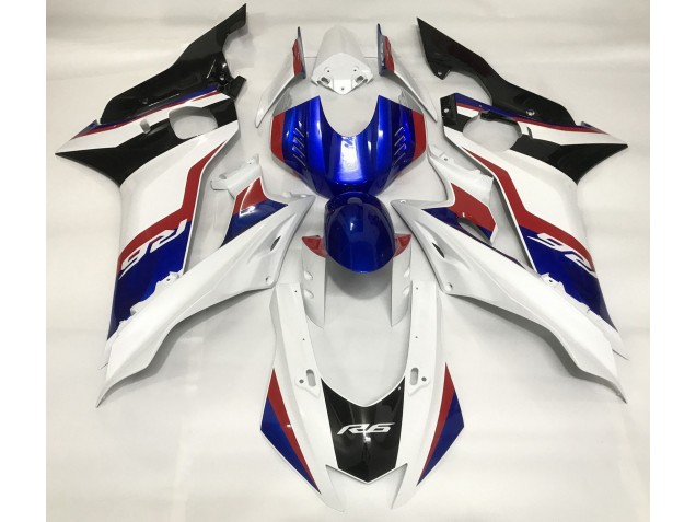 17-21 Gloss White and Deep Blue R6 Fairings