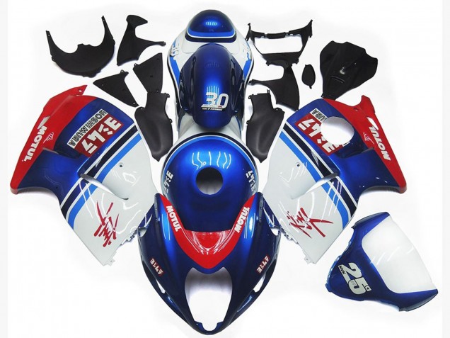 97-07 Blue and White Custom Logo Motul GSXR 1300 Hayabusa Fairings 97-07 Blue and White Custom Logo Motul GSXR 1300 Hayabusa Fairings