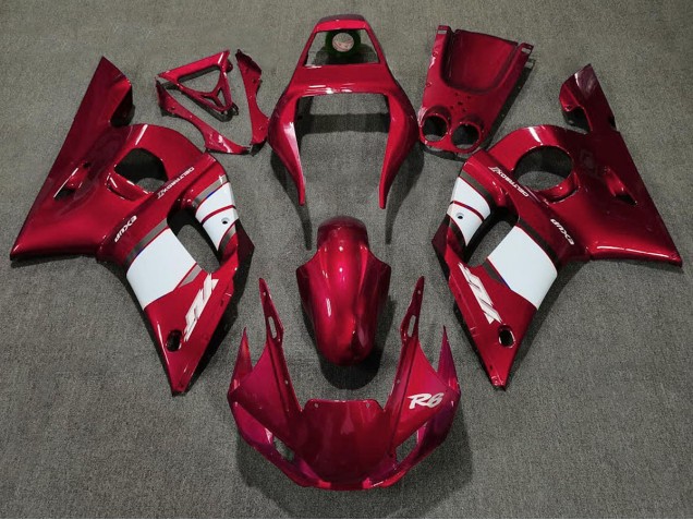 98-02 Deep Red & White R6 Fairings 98-02 Deep Red & White R6 Fairings