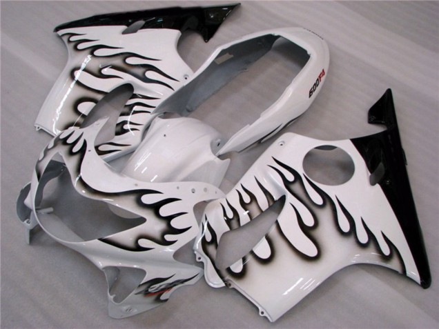 99-00 White and Black Flames CBR600 F4 Fairings 99-00 White and Black Flames CBR600 F4 Fairings